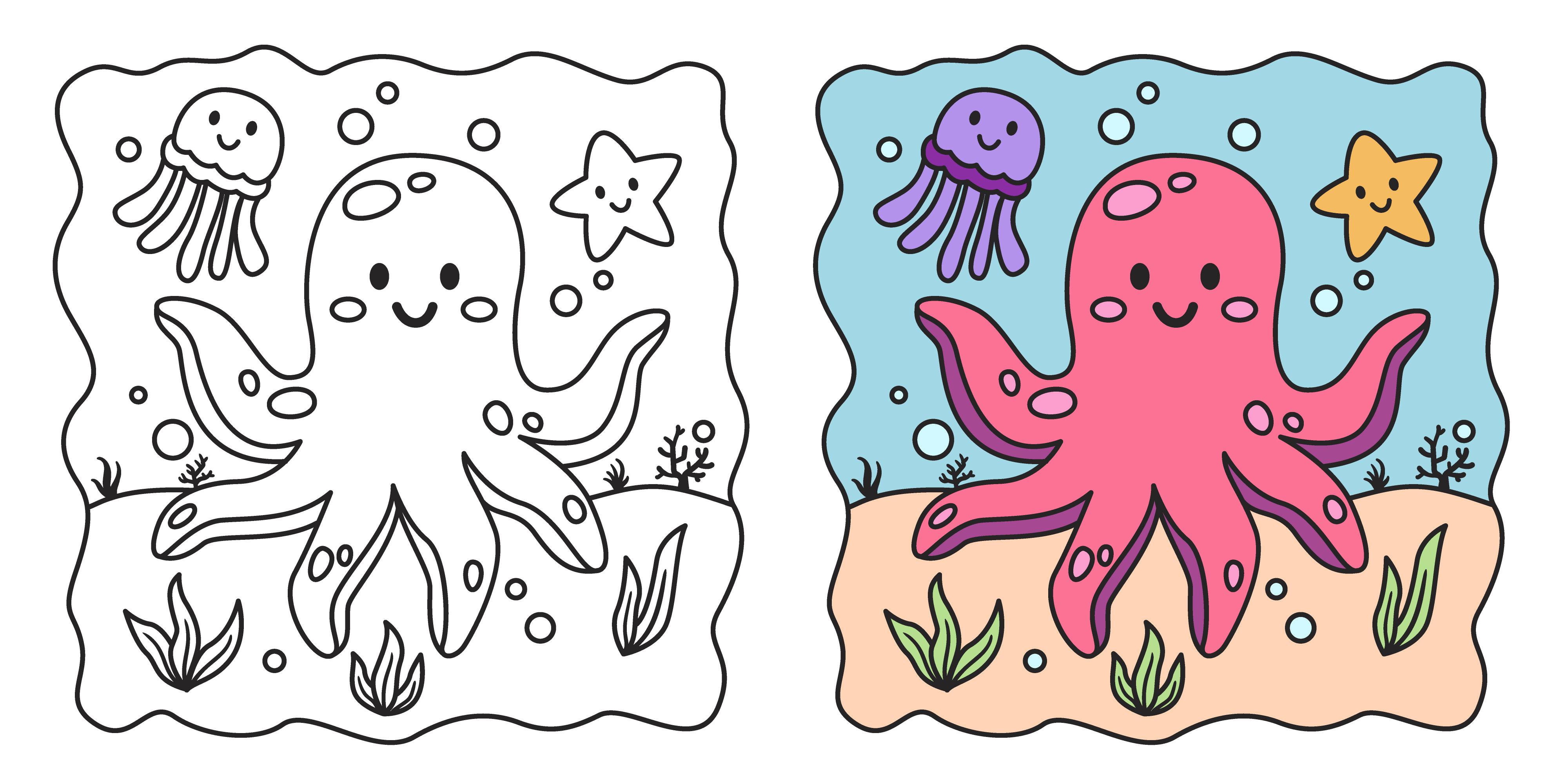 La pieuvre à colorier
